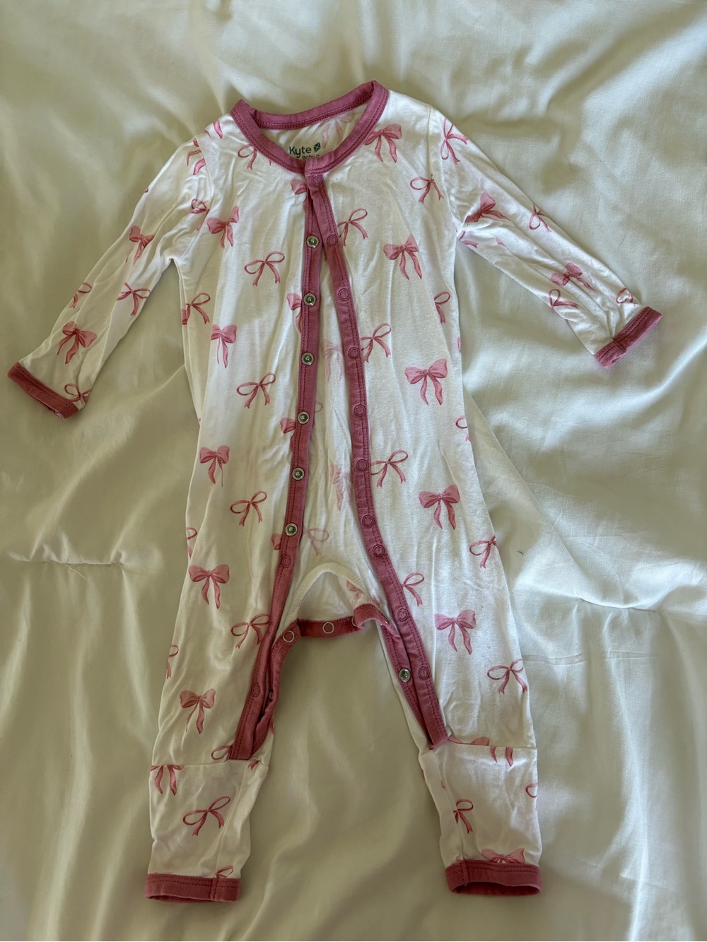 Kyte baby Long-Sleeve Footless Pajamas with Pink Bow Print